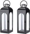 Bdor 2 Pack Large Luxury Lanterns 20 in Black Metal - Tempered Glass