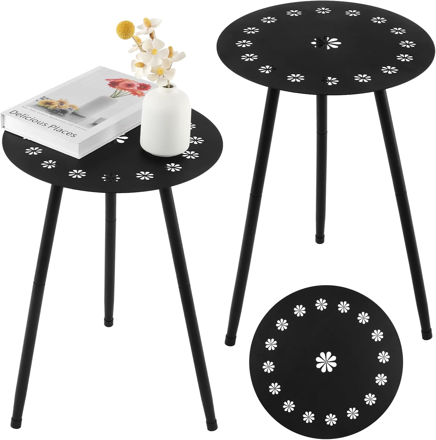 Outdoor Side Table Set of 2 for Patio and Indoor Use