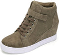 Athlefit Women's Lace Up Wedge Sneakers High Top - Lifted Comfort 3