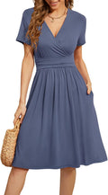 WEACZZY Women's Summer V-Neck Floral Dress with Pockets - Flattering