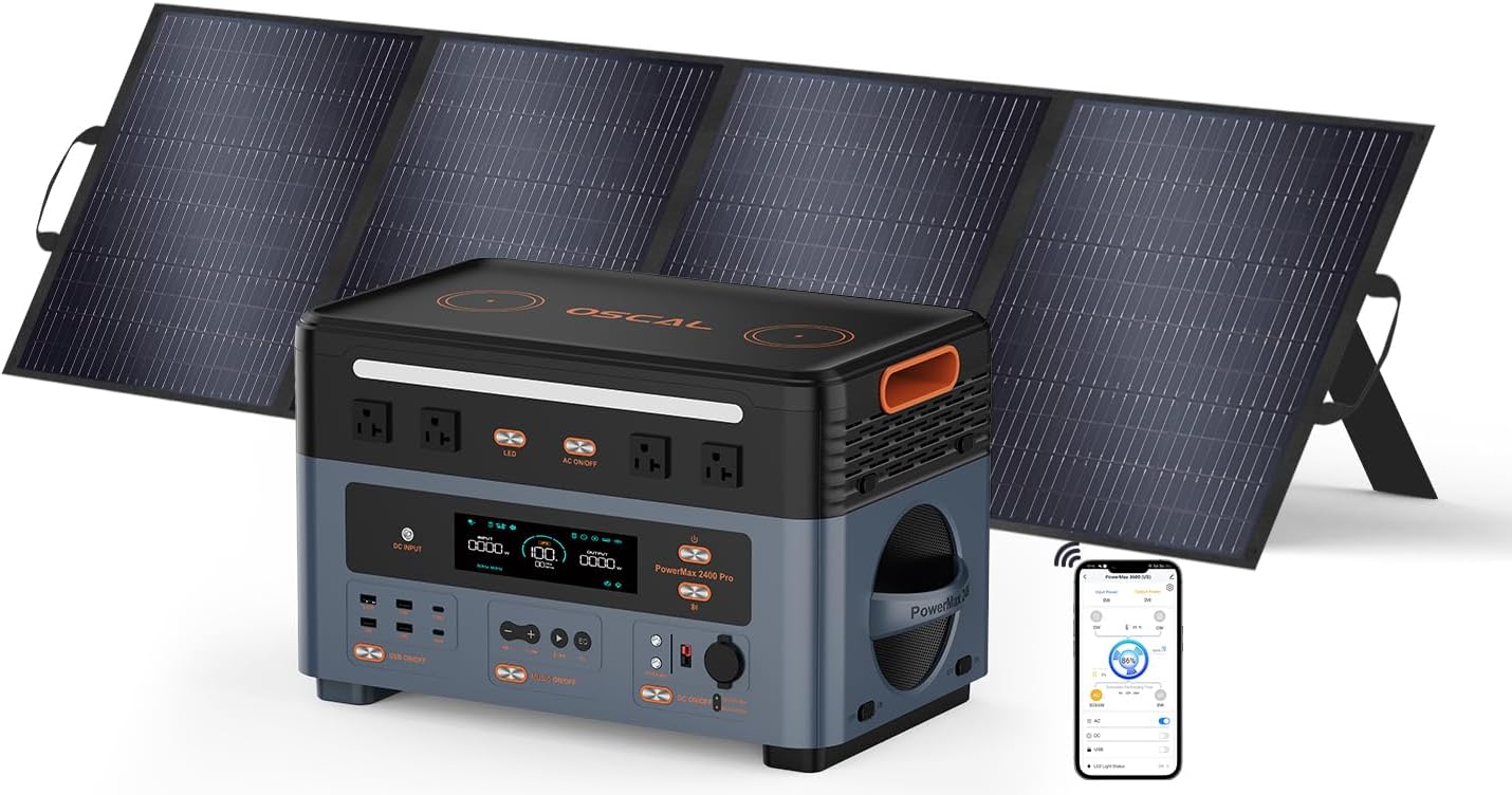 Keenergy Solar Power Station: 2400W, 4 AC Outlets, 1.45H Charging