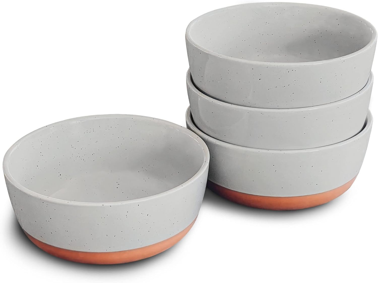 Mora Ceramic Flat Bowls Set of 4 for Soup, Salad, and More