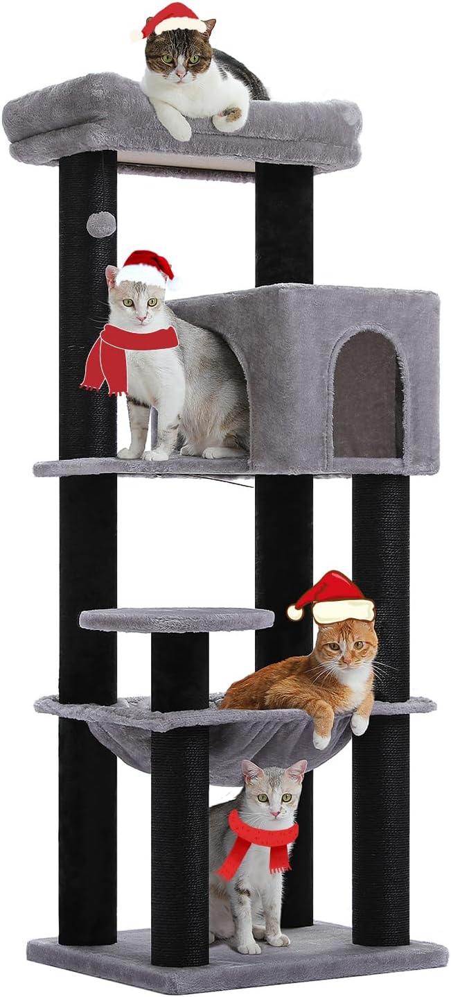 Large Cat Tree with Reinforced Scratching Posts for Big Cats