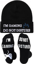 Gamer Socks and Beanie Set for Teen Boys - Funny DO NOT DISTURB Hat