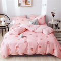 Pink Strawberry Duvet Cover Queen Kawaii Reversible Stripes - Cute