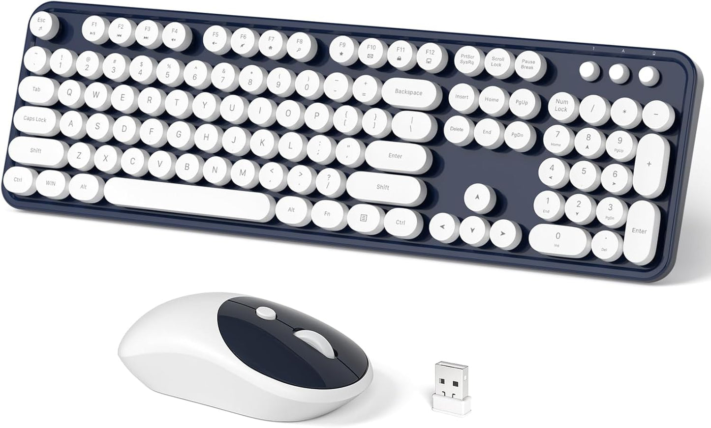 Wireless Keyboard and Mouse Combo with Retro Typewriter Design