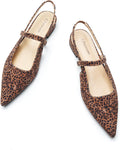 Leopard Suede Women's Slingback Flats - Pointed Toe Comfort