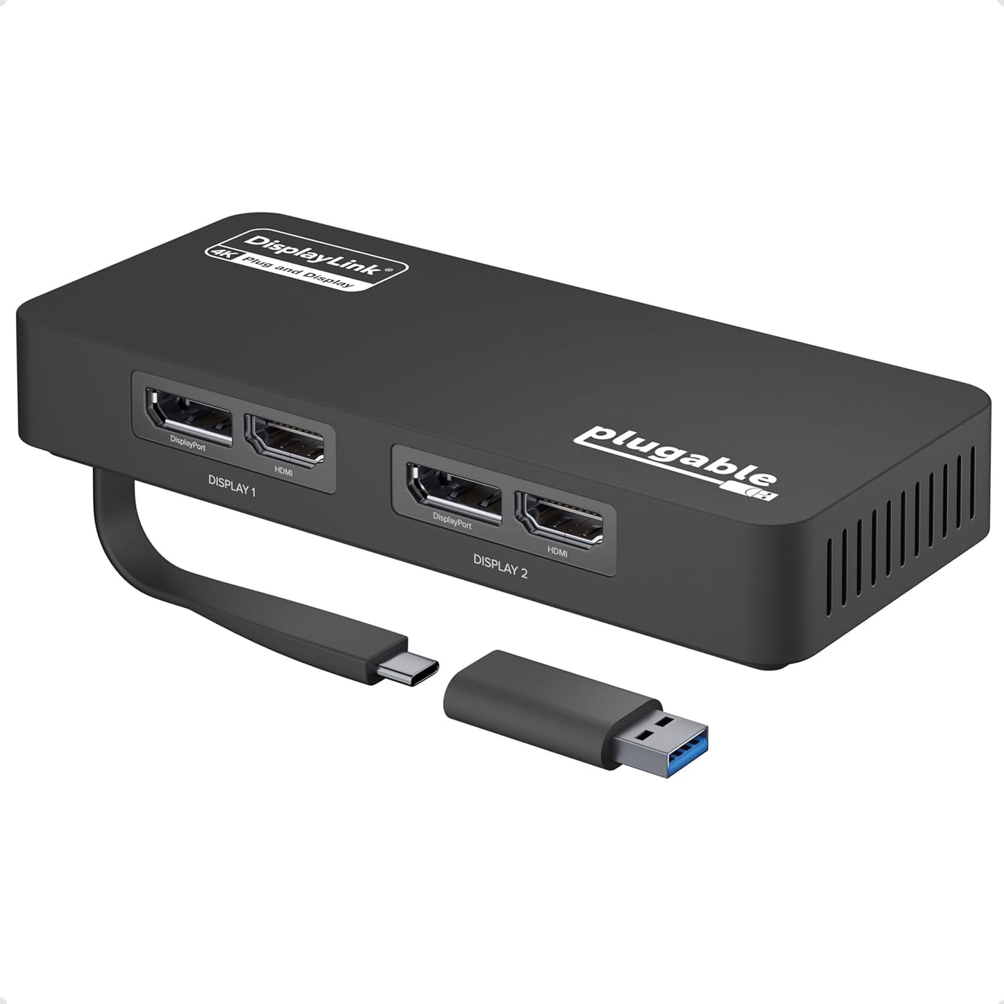 Plugable 4K Dual Monitor Adapter for USB 3.0 and USB-C Use