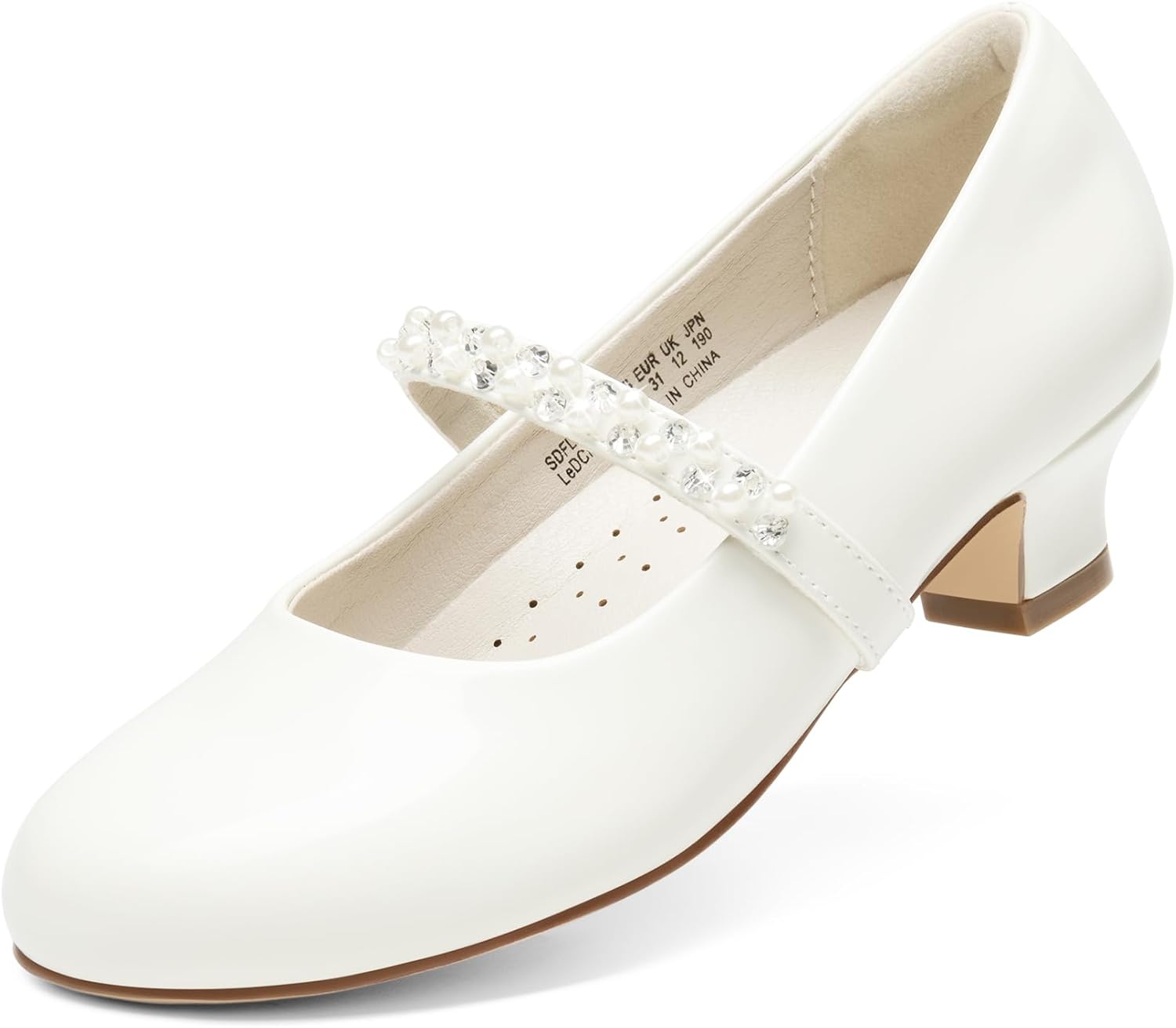 DREAM PAIRS Girls Dress Shoes with Low Heels and Rhinestones