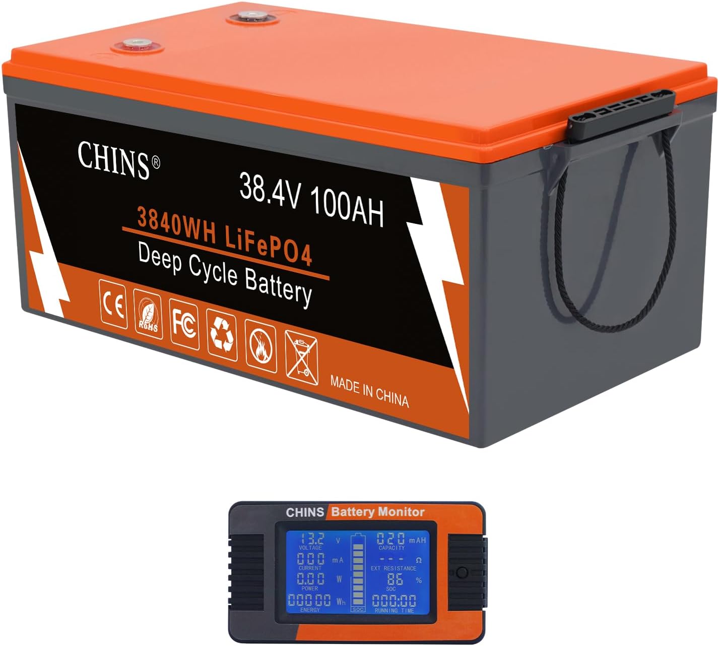 CHINS 36V 100Ah Lithium Golf Cart Battery with Bluetooth Monitor
