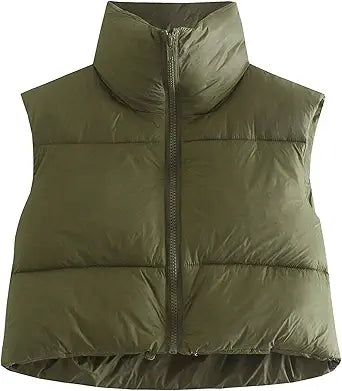 Songling Women's Winter Crop Vest: Stylish Sleeveless Puffer