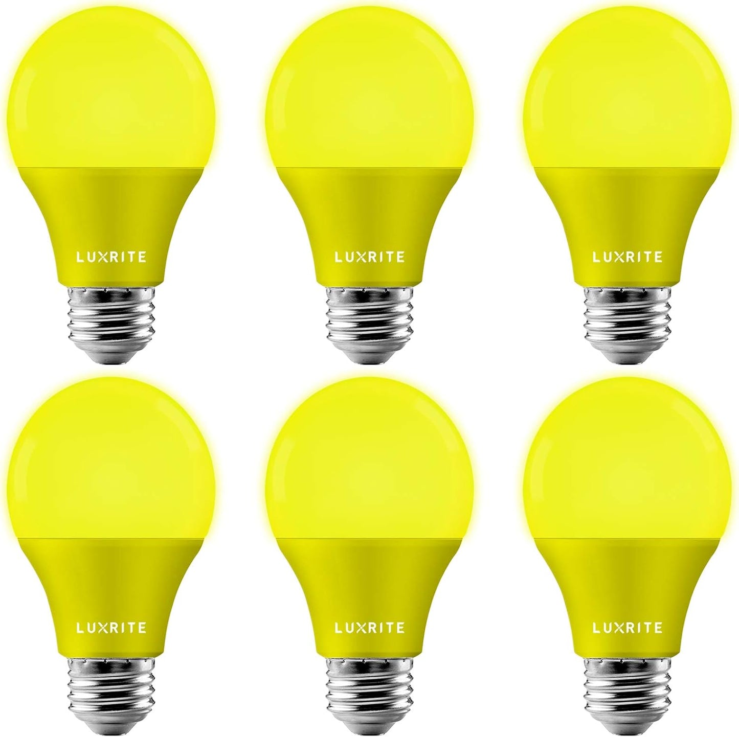 LUXRITE A19 Yellow LED Bug Light Bulbs for Indoor Outdoor Use