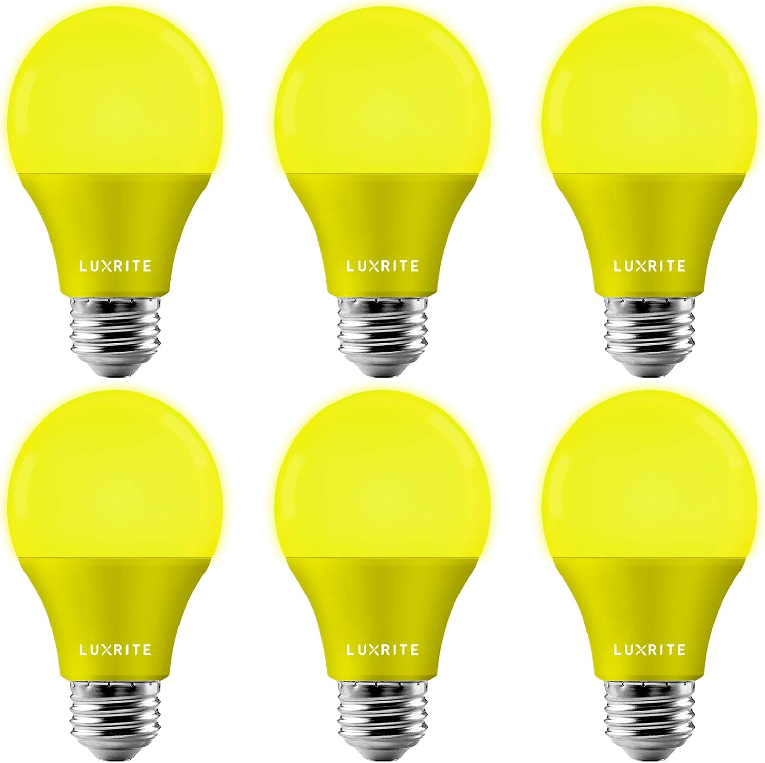 LUXRITE A19 Yellow LED Bug Light Bulbs for Indoor Outdoor Use