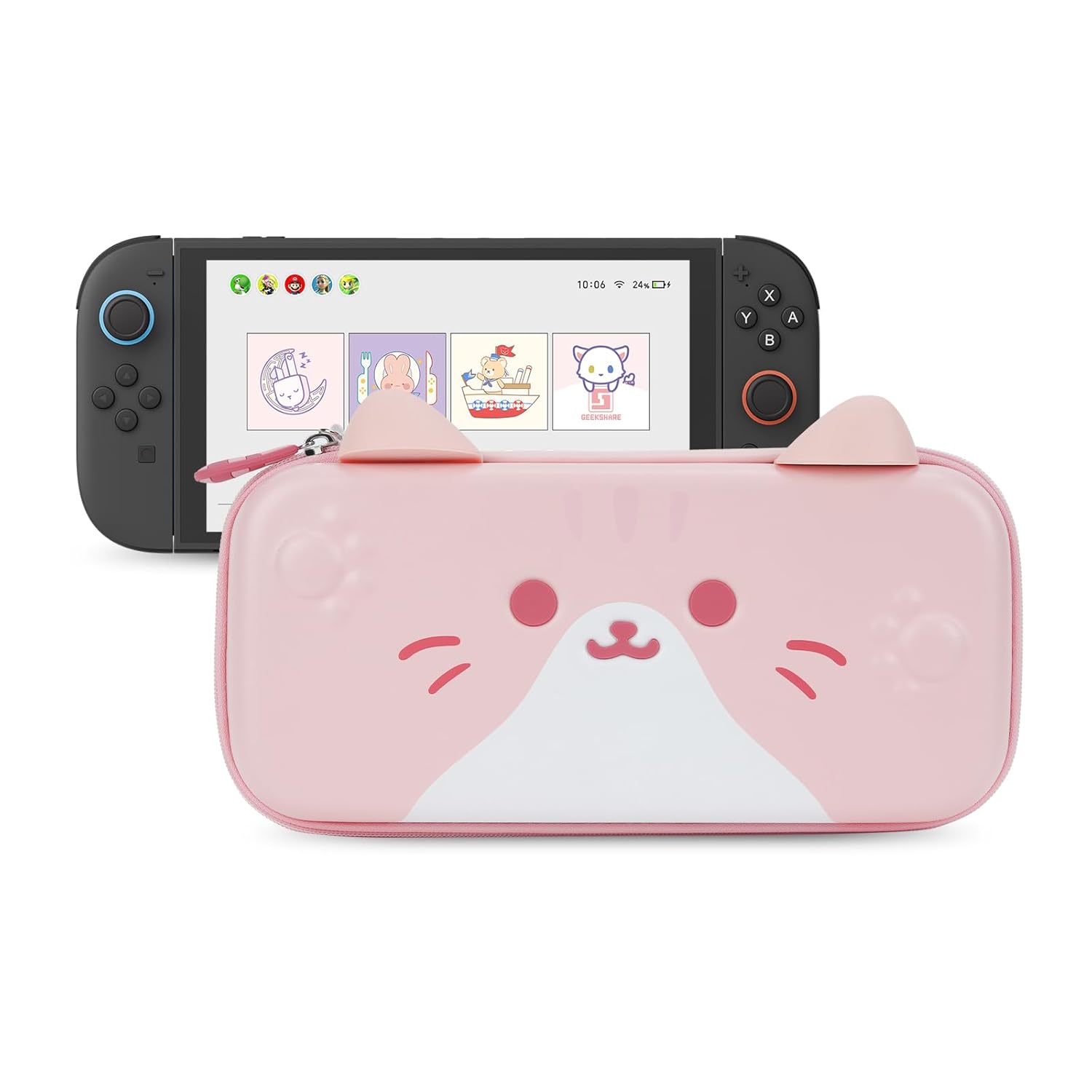 GeekShare Carrying Case for Switch 2 - Stylish Cat Ear Design