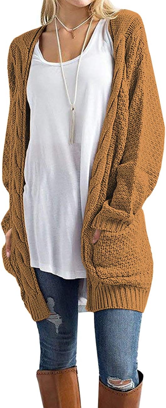 GRECERELLE Women's Loose Open Front Long Sleeve Cardigan Sweater