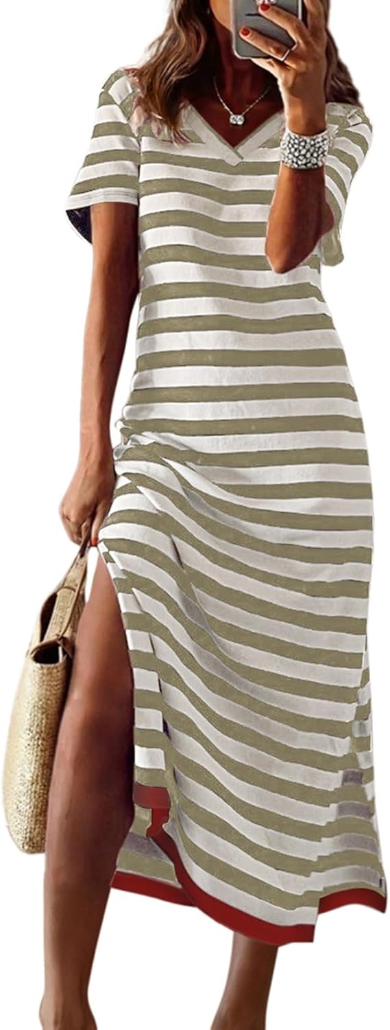 Dokotoo Summer Dress Casual Womens Fashion Short Sleeve Maxi Dress