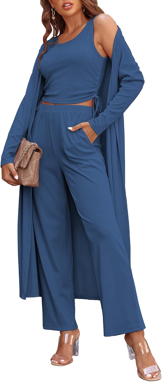 Ekouaer Women's 3 Piece Lounge Set for Comfort and Style