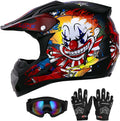 Youth DOT Dirt Bike Helmet with Goggles & Gloves - Multi Size Fit