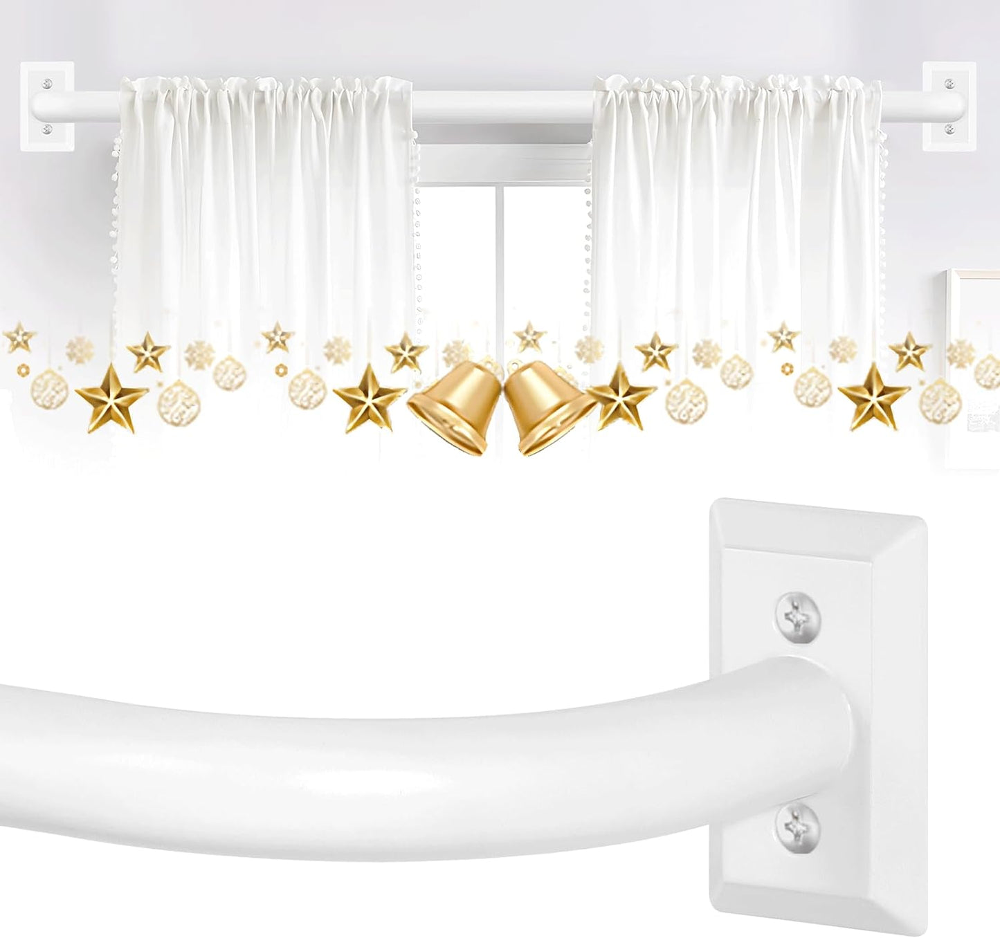 White Wrap Around Curtain Rods 2 Pack for Room Darkening Needs