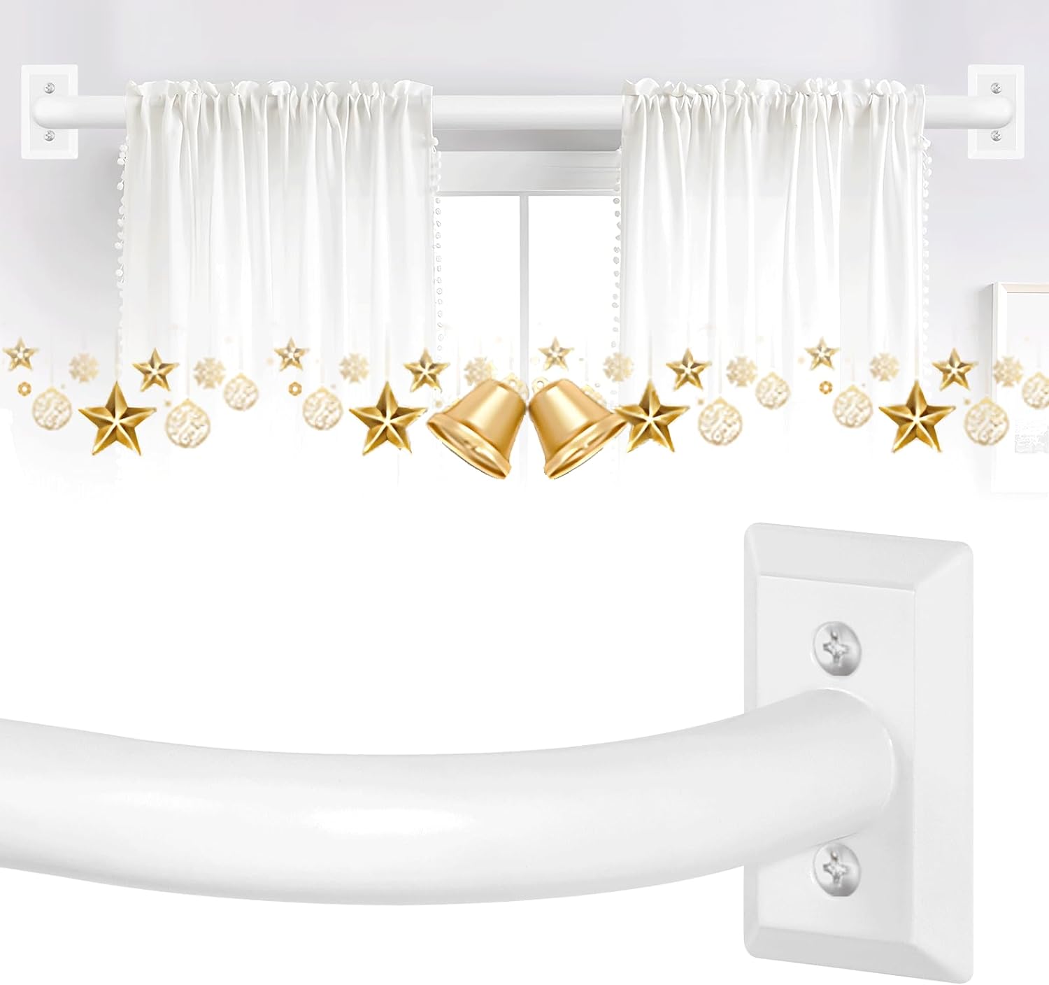 White Wrap Around Curtain Rods 2 Pack for Room Darkening Needs
