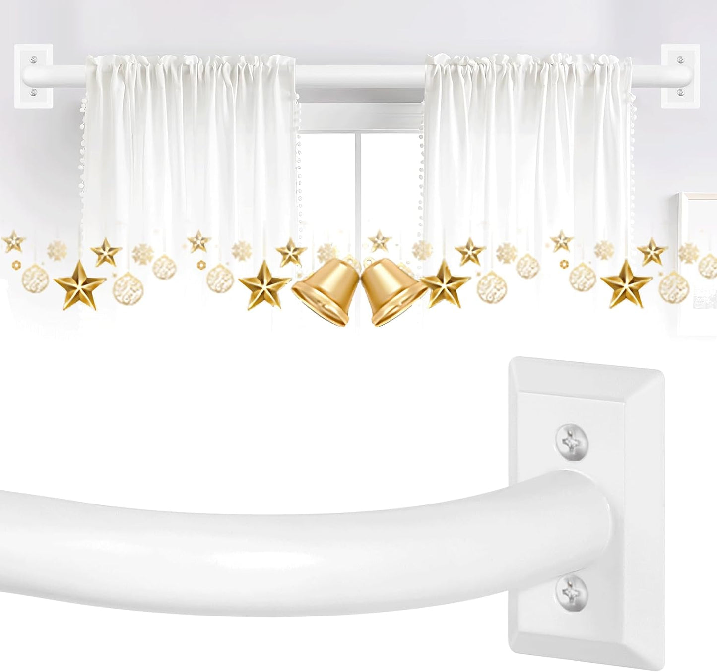 White Wrap Around Curtain Rods for Room Darkening and Privacy