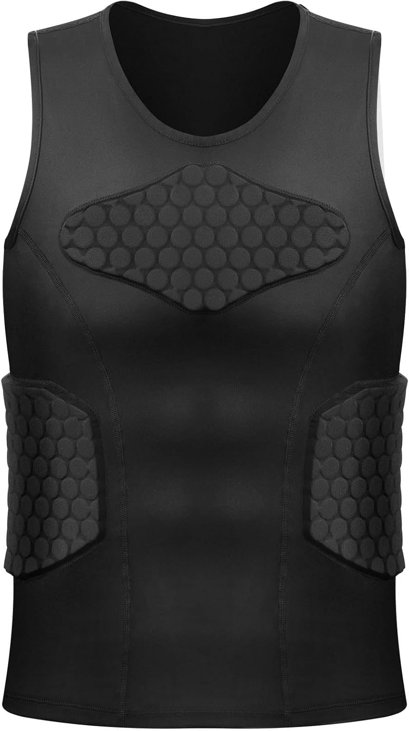 Zicac Men's Sports Shock Rash Guard Compression Padded Shirt