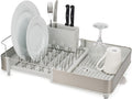 Extend Steel Expandable Dish Drying Rack with Movable Cutlery Holder