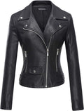 Tanming Women's Faux Leather Moto Biker Short Coat Jacket (Style 6LHI)