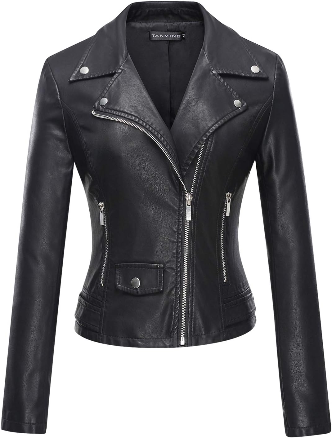 Tanming Women's Faux Leather Moto Biker Short Coat Jacket Review