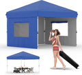10x10 Pop Up Canopy with 3 Sidewalls - Quick One-Button Setup