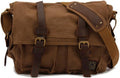 Sechunk Vintage Military Leather Canvas Laptop Bag Messenger - Retro