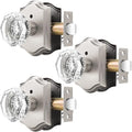 Octagonal Crystal Door Knobs 3 Pack - Satin Nickel Privacy Door Handle