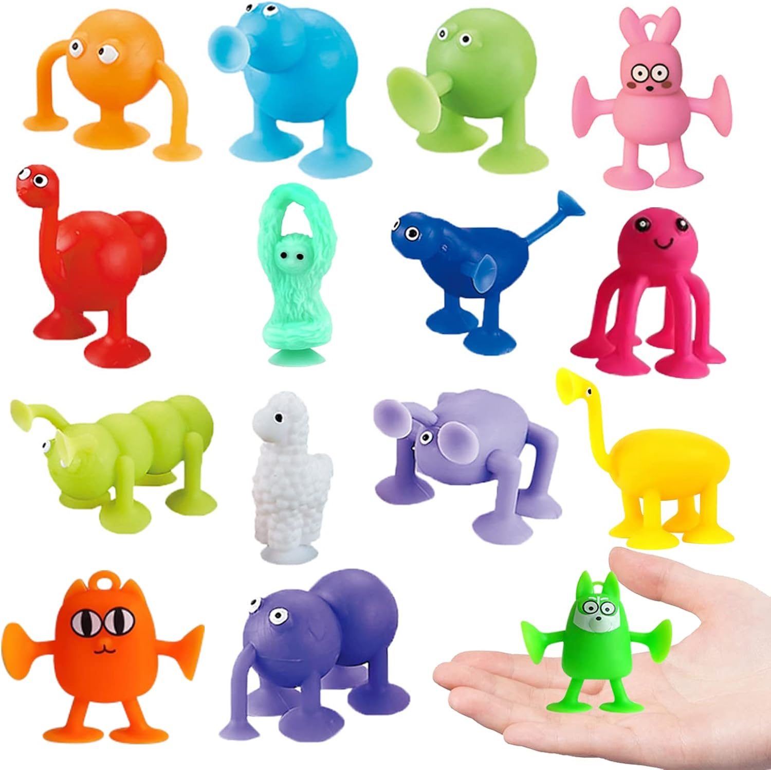 DHAEY 16-Piece Silicone Sucker Bath Toy Set: Fun & Stress-Relieving for Kids!