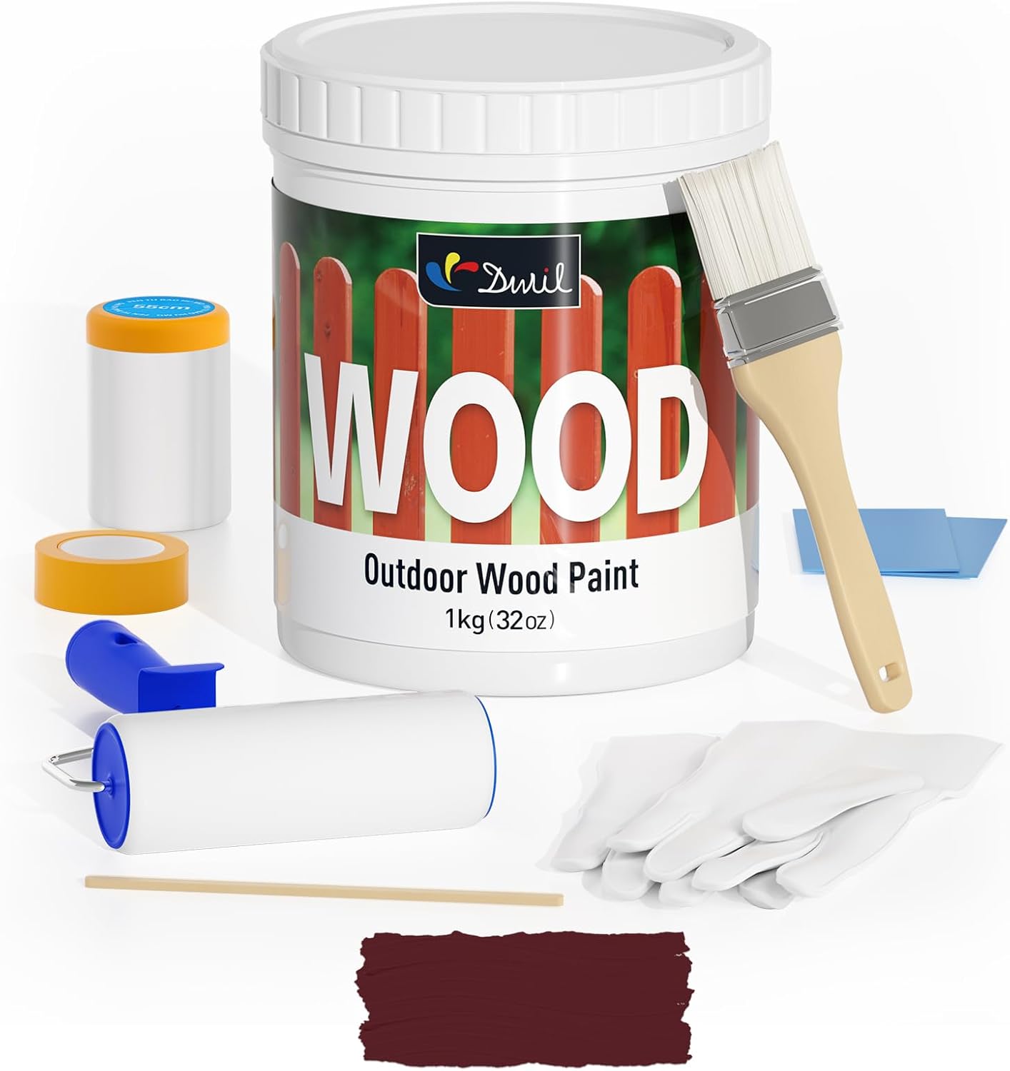 DWIL Wood Paint - Fast Dry, No Sanding, Burgundy Red