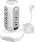 Power Strip Tower 15 Outlets 6 USB Ports - Compact 21-in-1 Charging
