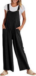 Womens Linen Wide Leg Jumpsuit Overalls - Casual Summer Favorite