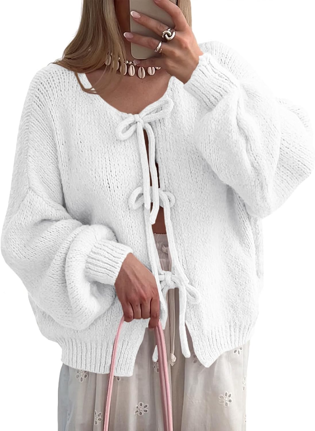 UNCLECAT Womens Bow Tie Front Cardigan for Stylish Fall Looks