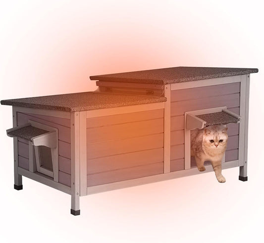 Aivituvin Cat House Outdoor Feral Cat Shelter for Winter Use
