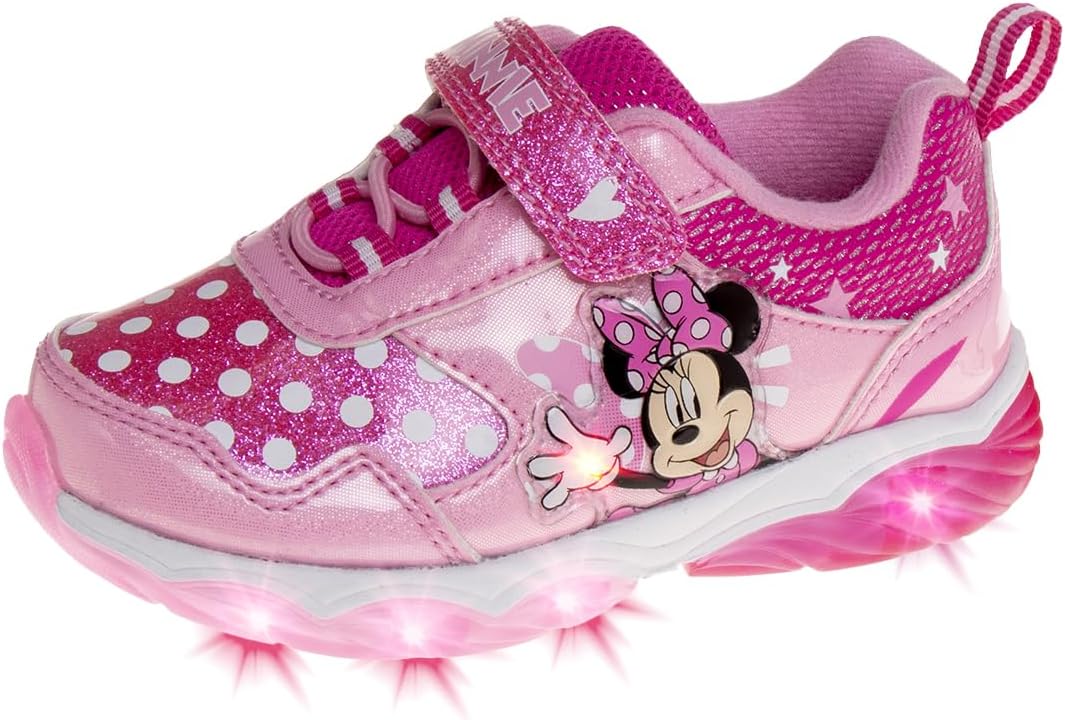 Disney Girls Minnie Mouse Light Up Laceless Running Shoes