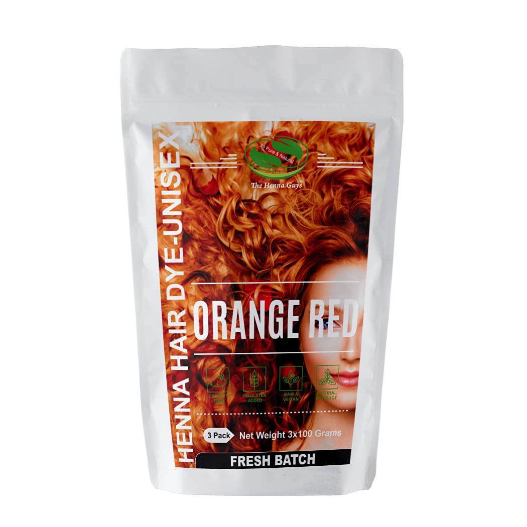 Natural Red/Orange Henna Hair & Beard Color - 3 Packs of 100g