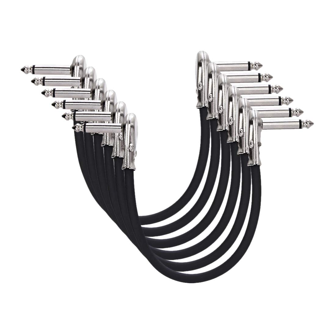 6-Pack Black Guitar Patch Cables - Seamless Sound!
