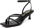 Athlefit Women's Strappy Kitten Heels Square Toe Ankle Strap - Sleek