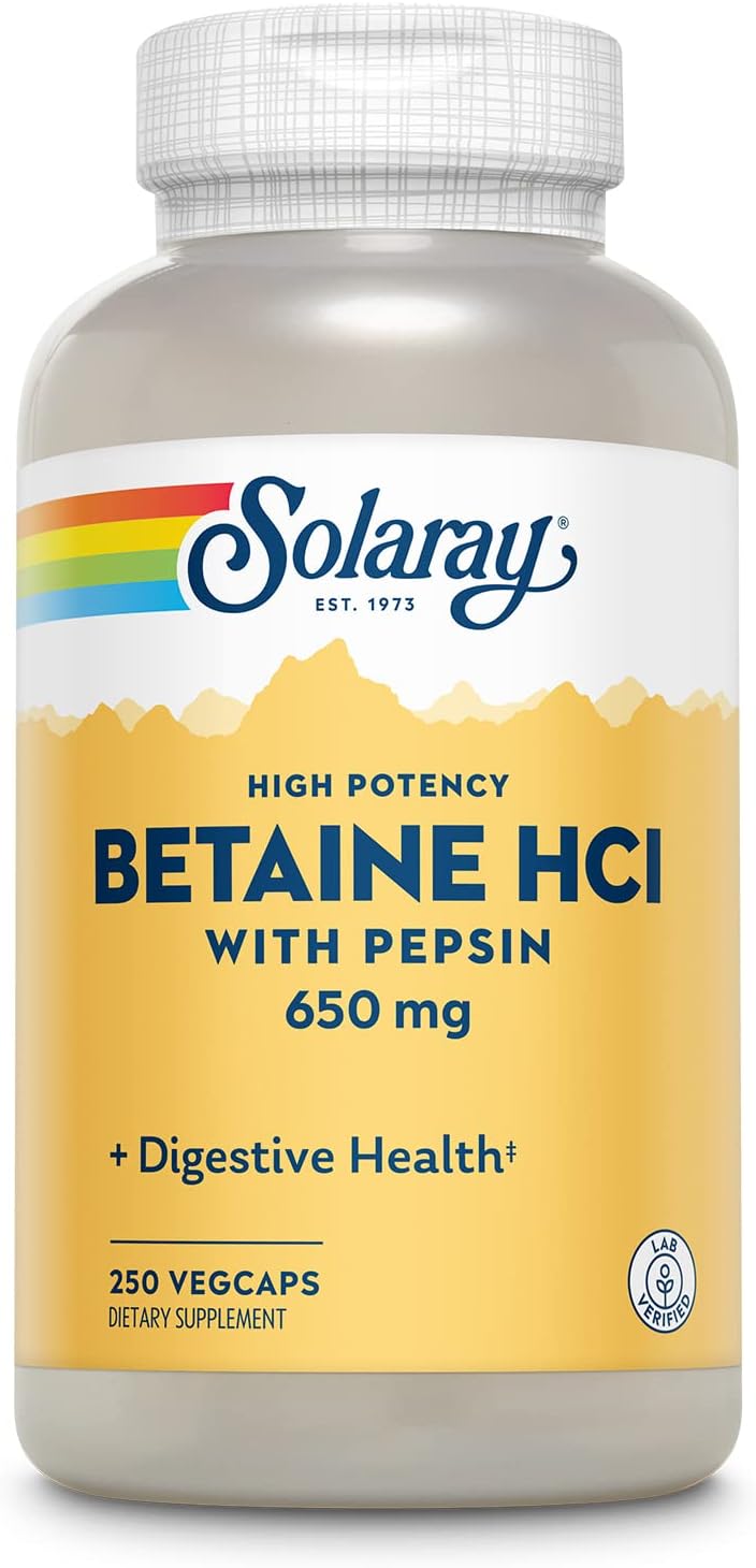 SOLARAY Betaine HCL with Pepsin for Digestive Health Support