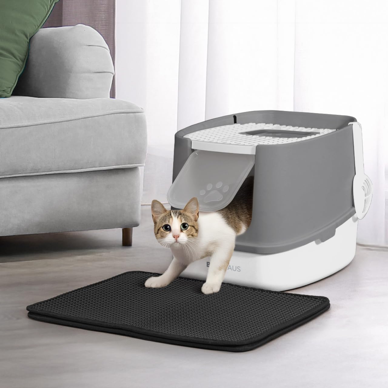 Fully Enclosed Cat Litter Box with Lid and Odor Control Features