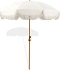 6.5ft Patio Umbrella with Fringe - Stylish UV50+ Beach Shade