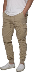URBANJ Men's Stretch Twill Drop Crotch Jogger Pants (Style S64D)