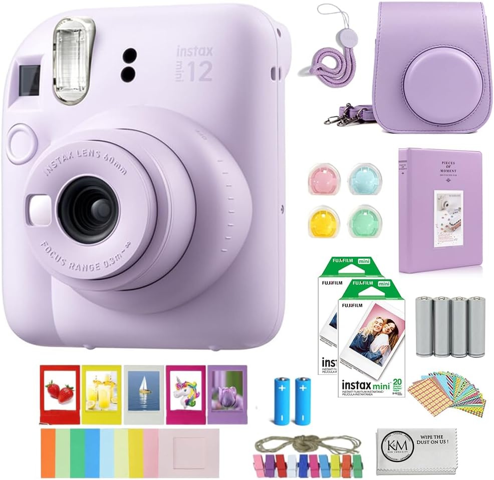 Fujifilm Instax Mini 12 Lilac Purple Camera Bundle - Capture Memories Instantly!