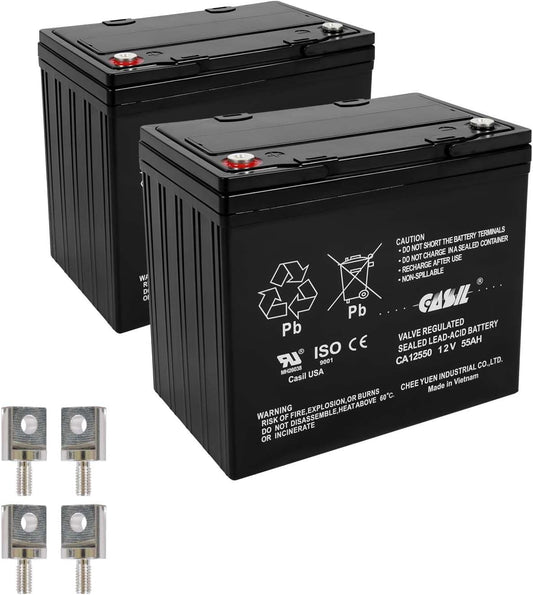 12V 55Ah Deep Cycle Battery for Mobility Devices - 2-Pack