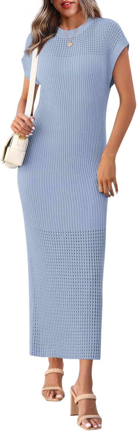 Yousify Womens Ribbed Knit Dress for Trendy Summer Style