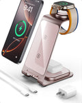 3 in 1 Wireless Charging Station Pink - iPhone, Apple Watch, AirPods